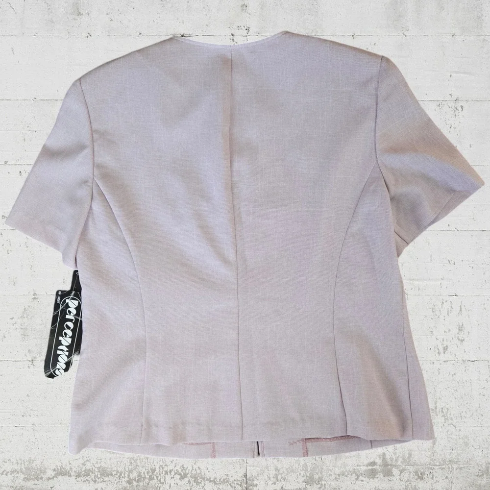 Vintage 90s Light Pink Pantsuit Short Sleeve Blazer Trousers Size Large 12/14